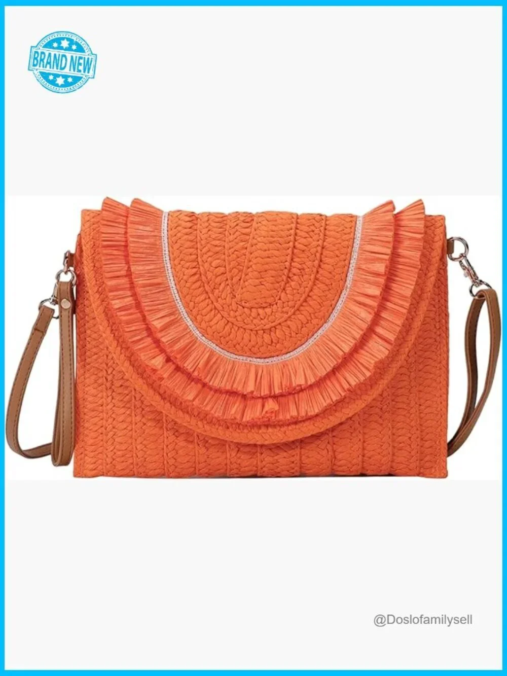 Handmade Straw Clutch Crossbody Bag Woven Summer Beach Envelope Purse
